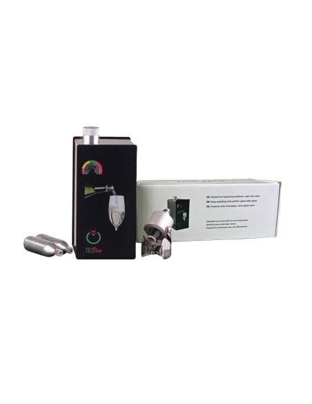 Minipack  en coffret standard avec accessoires de conservation pour vin pétillant et champagne.